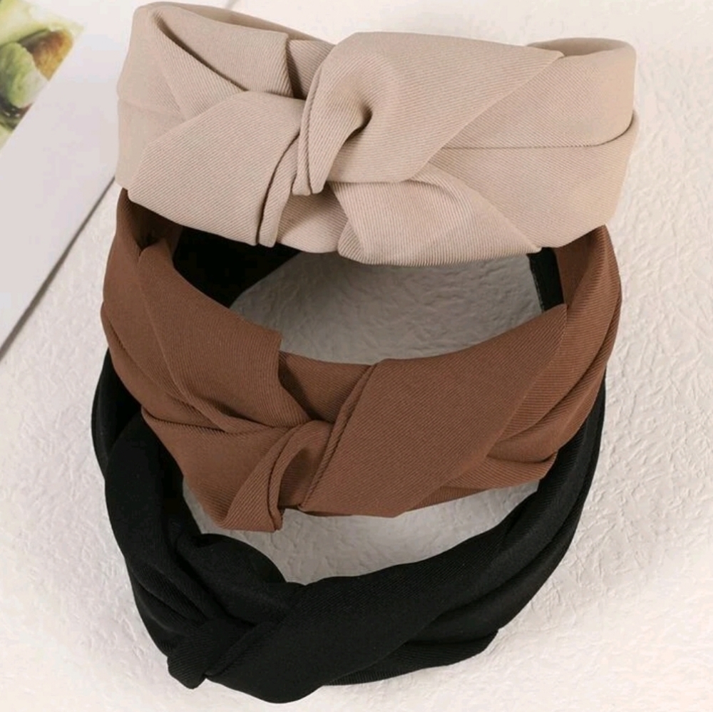 Wide headbands interlocking design set of 3 - Picture 2 of 3